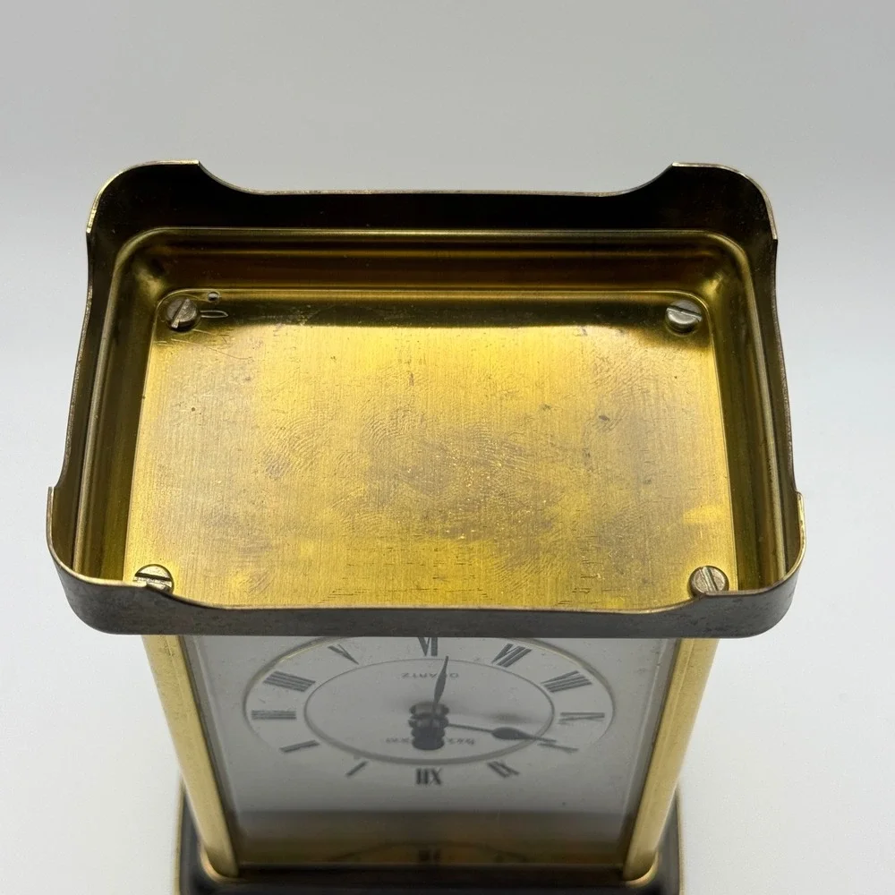 Vintage Black Starr & Frost Brass Carriage Clock Quartz Desk Mantel West Germany